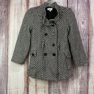 IZ Byer California Black/White Pea Coat Kids Size Medium  #5108